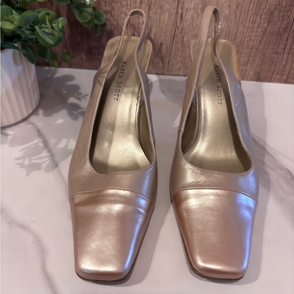 Karen Scott Women's Shimmering Gold Slingback Heels